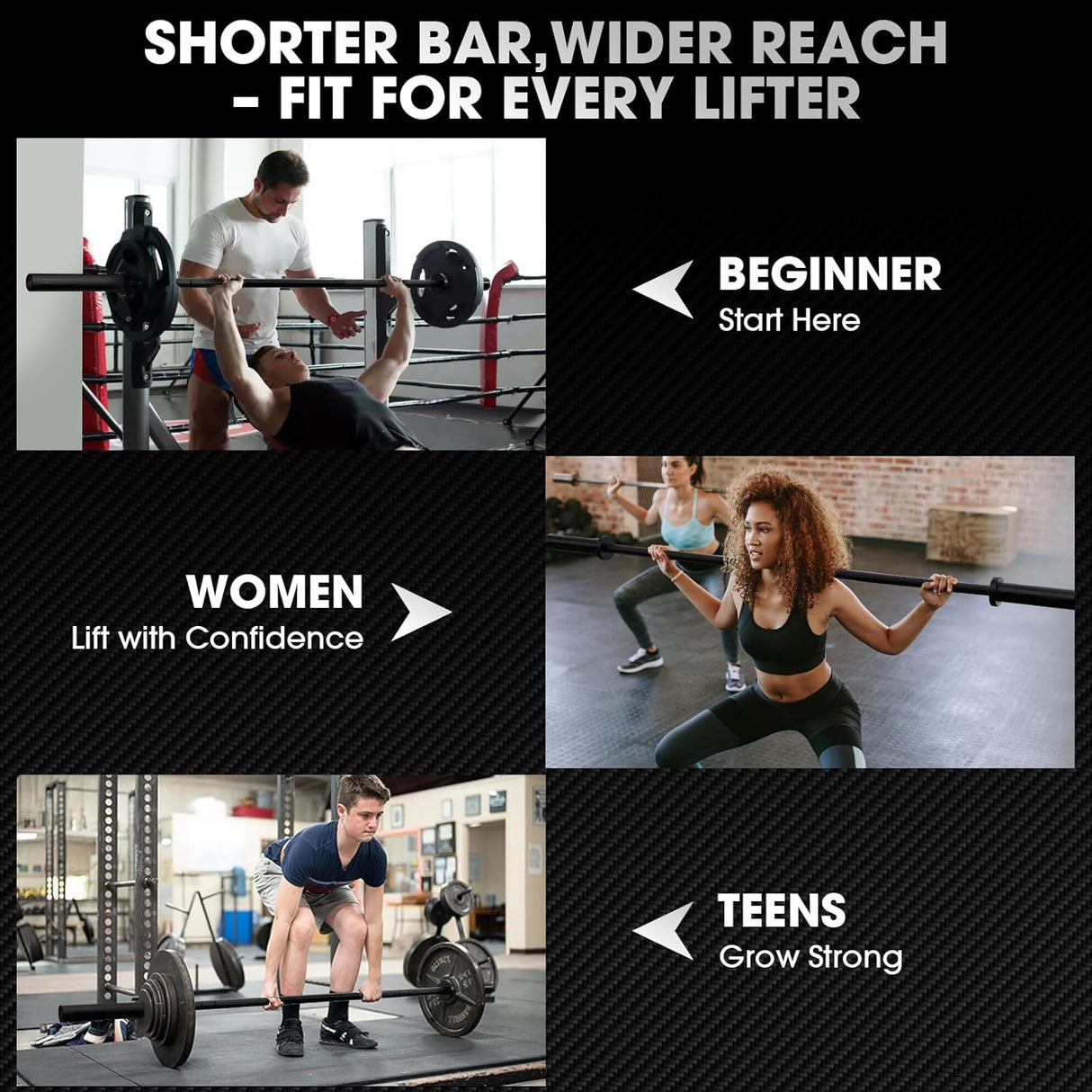 6FT and 7FT Olympic barbell bars with 2-inch sleeves, 28mm knurled shafts and rotating sleeves for home gym strength training