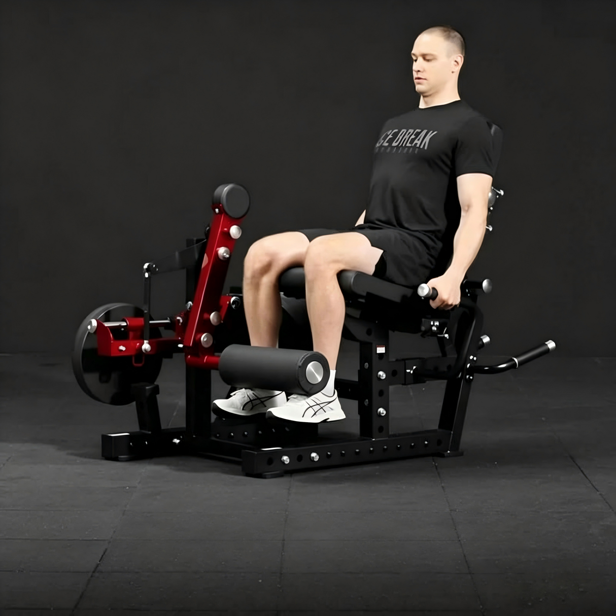 plate loaded leg extension and curl machine adjustable home gym equipment with backrest, ratio system, leg workout trainer