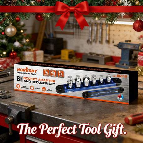 6-piece socket adapter and reducer set with magnetic rail, 1/4 3/8 1/2 inch drive adapters for ratchets and socket tools
