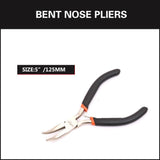 HORUSDY 5PCS mini pliers set including long nose pliers, bent nose pliers, flat nose pliers and end cutting pliers for jewelry making electronics repair DIY precision work