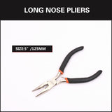 HORUSDY 5PCS mini pliers set including long nose pliers, bent nose pliers, flat nose pliers and end cutting pliers for jewelry making electronics repair DIY precision work