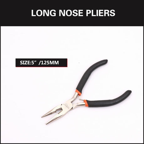 HORUSDY 5PCS mini pliers set including long nose pliers, bent nose pliers, flat nose pliers and end cutting pliers for jewelry making electronics repair DIY precision work