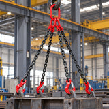 Grade 80 chain sling 1T-5T heavy duty lifting chain with master link and safety hooks, available in 1, 2 and 4 leg configurations for rigging and hoisting