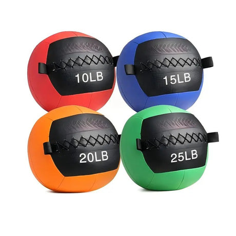 70LB wall ball set with 10, 15, 20 and 25 lb soft medicine balls for core workouts, strength training and home gym exercise