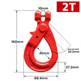 G80 clevis self-locking lifting hook with powder-coated finish and secure locking gate for chain rigging, hoisting and material handling