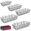 5-pack black metal wire pegboard basket set with five graduated sizes for garage, workshop, craft room, kitchen, and office storage