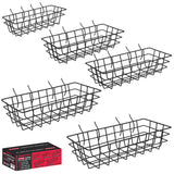 5-pack black metal wire pegboard basket set with five graduated sizes for garage, workshop, craft room, kitchen, and office storage