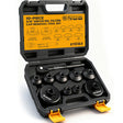 10-piece 3/8 inch oil filter cap removal tool set with metric sockets and ratchet