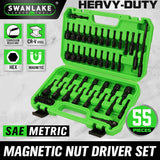 SWANLAKE magnetic nut driver set SAE metric hex nut drivers with extensions and storage case