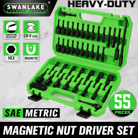 SWANLAKE magnetic nut driver set SAE metric hex nut drivers with extensions and storage case