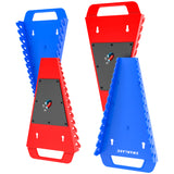 Set of four SWANLAKE magnetic wrench organisers with 15 slots each in red and blue, heavy-duty holders with strong magnets for wall or toolbox use