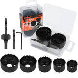 HORUSDY 8PCS Hole Saw Kit with Mandrel, Drill Bits, Hex Key and Storage Case for Wood, PVC and Plasterboard