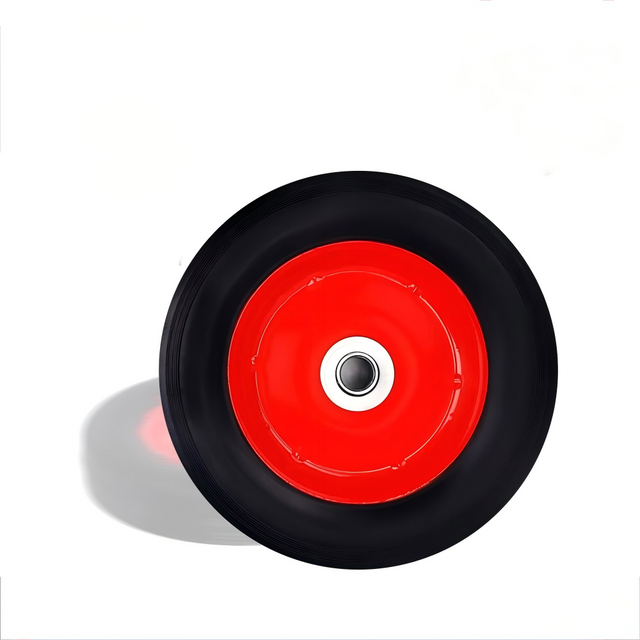 8 inch solid rubber trolley wheel with 16mm bore, durable replacement cart wheel for hand trucks and garden trolleys