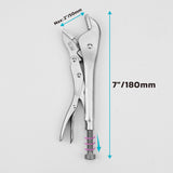 straight jaw locking pliers available in 7-inch and 10-inch sizes with adjustable tension screw, quick-release trigger and Cr-Mo steel jaws