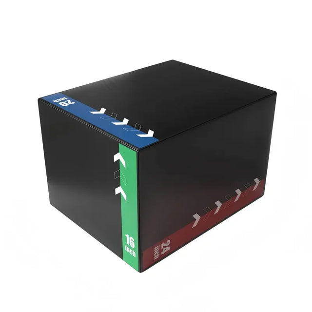 3-in-1 soft foam plyometric jump box with selectable 12/14/16, 16/18/20 or 16/20/24-inch heights for home gym workouts