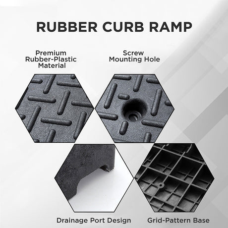 heavy duty rubber curb ramp for driveway sidewalk garage and vehicle access with anti slip surface