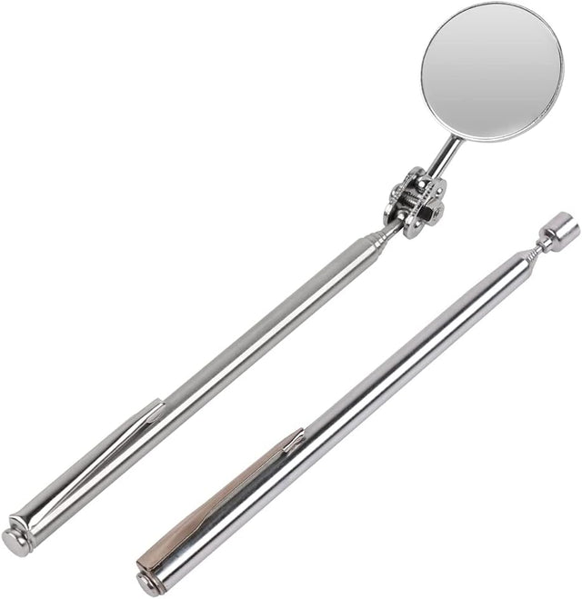 telescoping inspection mirror and magnetic pickup tool set with 360-degree swivel mirror for automotive repair, mechanic work and hard-to-reach spaces