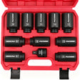 11Pcs Metric Deep Impact Socket Set with Adapter for High-Torque Wheel Axle Nut Wrench Tasks