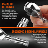 2-in-1 1/4 inch drive mini ratchet wrench with 90-tooth 4-degree swing, magnetic bit driver and 1/4 to 3/8 socket adapter