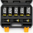 8-piece 1/2-inch drive axle nut socket set with metric deep impact sockets and hex bit sockets in carrying case