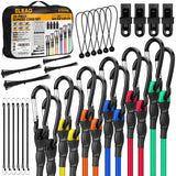 28-piece bungee cord set with heavy duty carabiner hooks, elastic tie down cords for camping, cargo and outdoor use