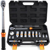16 piece 3/8 drive spark plug socket set with torque wrench magnetic swivel sockets extension bar and torx bits automotive tool kit