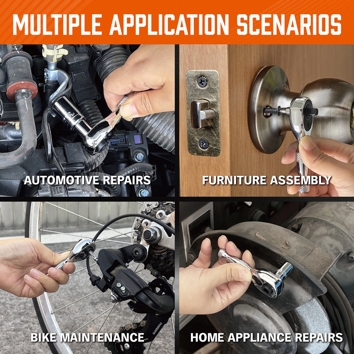 2-in-1 1/4 inch drive mini ratchet wrench with 90-tooth 4-degree swing, magnetic bit driver and 1/4 to 3/8 socket adapter