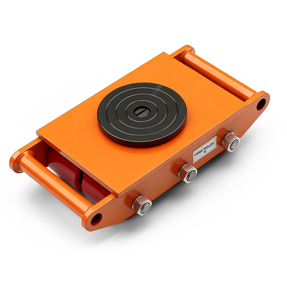 SEDY Straight-Line Machinery Skate with 360° Swivel Top, 6T–18T Heavy Duty Load Moving Dolly, Alloy Steel & PU Wheel Options