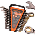 12-piece SAE ratcheting combination wrench set with 72-tooth 12-point box ends, CR-V steel construction and 1/4 to 7/8 inch sizes
