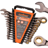 12-piece SAE ratcheting combination wrench set with 72-tooth 12-point box ends, CR-V steel construction and 1/4 to 7/8 inch sizes