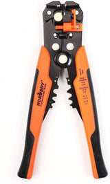 8 Inch 5-in-1 Automatic Wire Stripper with Self Adjusting Jaws, Wire Cutter, Terminal Crimper and Orange Non-Slip Handles