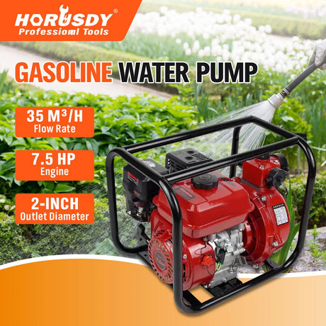 2 inch gasoline water pump with 7.5HP engine and steel frame for irrigation drainage and water transfer