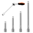 4-Piece 1/4 Inch Drive Socket Extension Bar Set, Chrome Vanadium Steel Ratchet Extensions in 50mm, 75mm, 100mm and 150mm with Spring Ball Detent