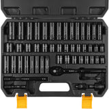 50 piece 3/8 drive master impact socket set metric and SAE with ratchet and carry case