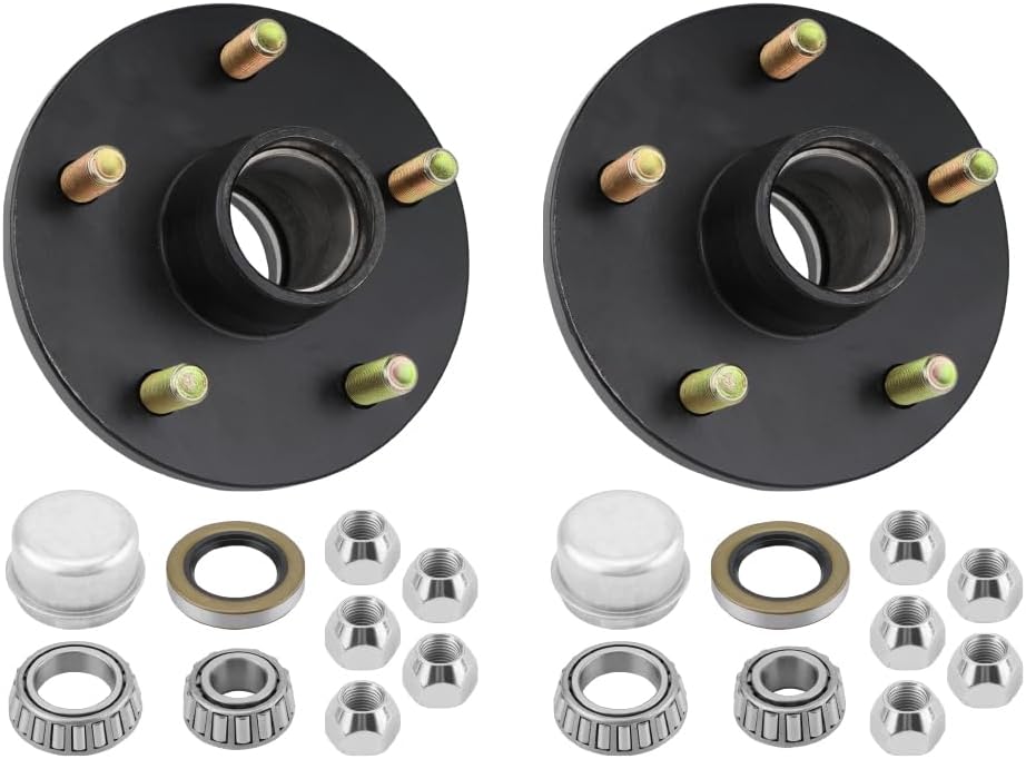 2PCS Trailer Idler Hub Kit with LM Bearings, Dust Caps, Oil Seals and Nuts for Ford 5x114.3mm PCD, suits 39/40mm round axle.
