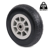 8-inch solid rubber replacement wheel with 15mm bearing bore for carts, trolleys and garden equipment