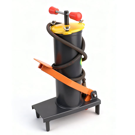 6L black foot-operated grease injector with reinforced hose and metal nozzle
