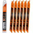 6-piece 9-inch 14TPI bi-metal reciprocating saw blades for cutting metal pipe, rebar, sheet metal and steel plates