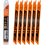 6-piece 9-inch 14TPI bi-metal reciprocating saw blades for cutting metal pipe, rebar, sheet metal and steel plates