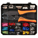 ELEAD ratcheting wire crimping tool kit with interchangeable jaws and terminal connectors assortment for electrical wiring repair