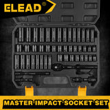 50 piece 3/8 drive master impact socket set metric and SAE with ratchet and carry case