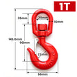 heavy-duty swivel lifting hook with safety latch and red powder-coated finish for rigging, hoisting and material handling