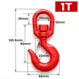 heavy-duty swivel lifting hook with safety latch and red powder-coated finish for rigging, hoisting and material handling