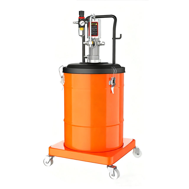 40L pneumatic high pressure grease injector with air pump, pressure gauge, wheels and 4m hose