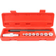 10-piece clutch alignment tool set for cars, includes metal adaptors and alignment shaft in red storage case for mechanics and workshops