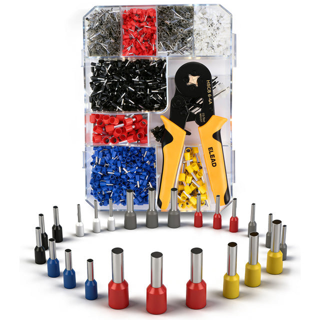 ELEAD ferrule crimping tool kit with 2149 wire ferrules assortment and electrical terminal kit for wiring and control panels