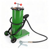 8L green foot-operated grease injector with reinforced hose and metal grease nozzle
