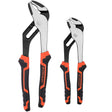 2-piece set of Groove Joint Pliers featuring 8-inch and 10-inch sizes with non-slip heavy-duty grip.
