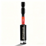 1/4 inch impact magnetic bit holder with quick change hex shank, double locking mechanism, strong magnetic tip and torsion zone, available in 2.5 inch, 3 inch and 6 inch lengths for impact drivers and power drills.