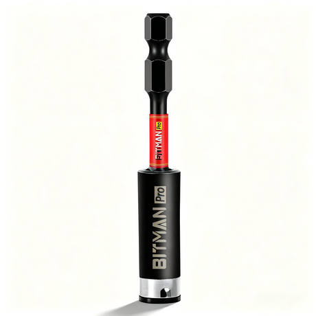 1/4 inch impact magnetic bit holder with quick change hex shank, double locking mechanism, strong magnetic tip and torsion zone, available in 2.5 inch, 3 inch and 6 inch lengths for impact drivers and power drills.